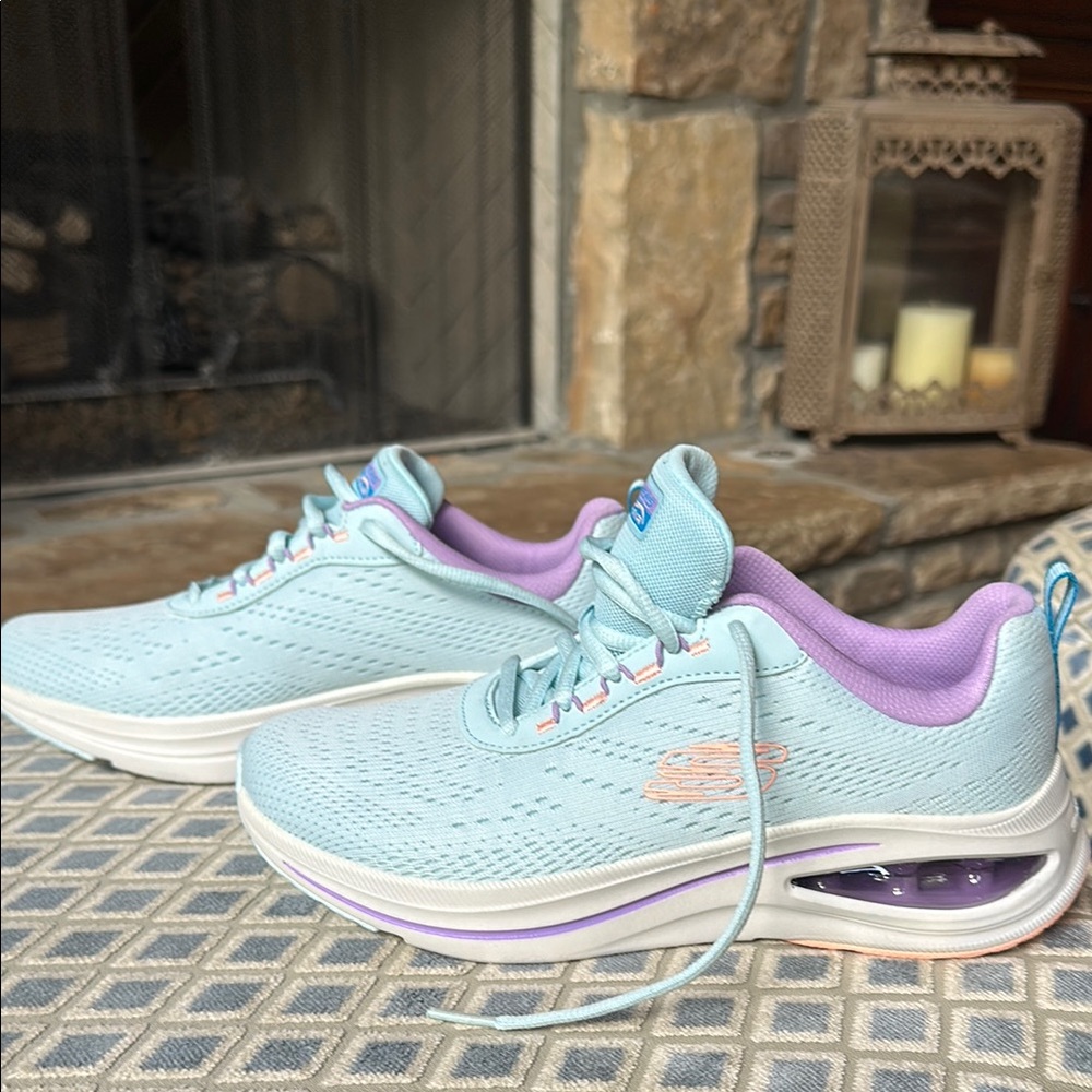 Skechers Skech-air Light Blue and Purple Sneakers with memory foam
